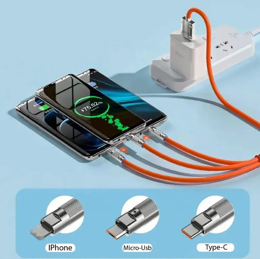 Cable Multiple 3 En 1 Carga Super Rápida Aleacion De Zinc