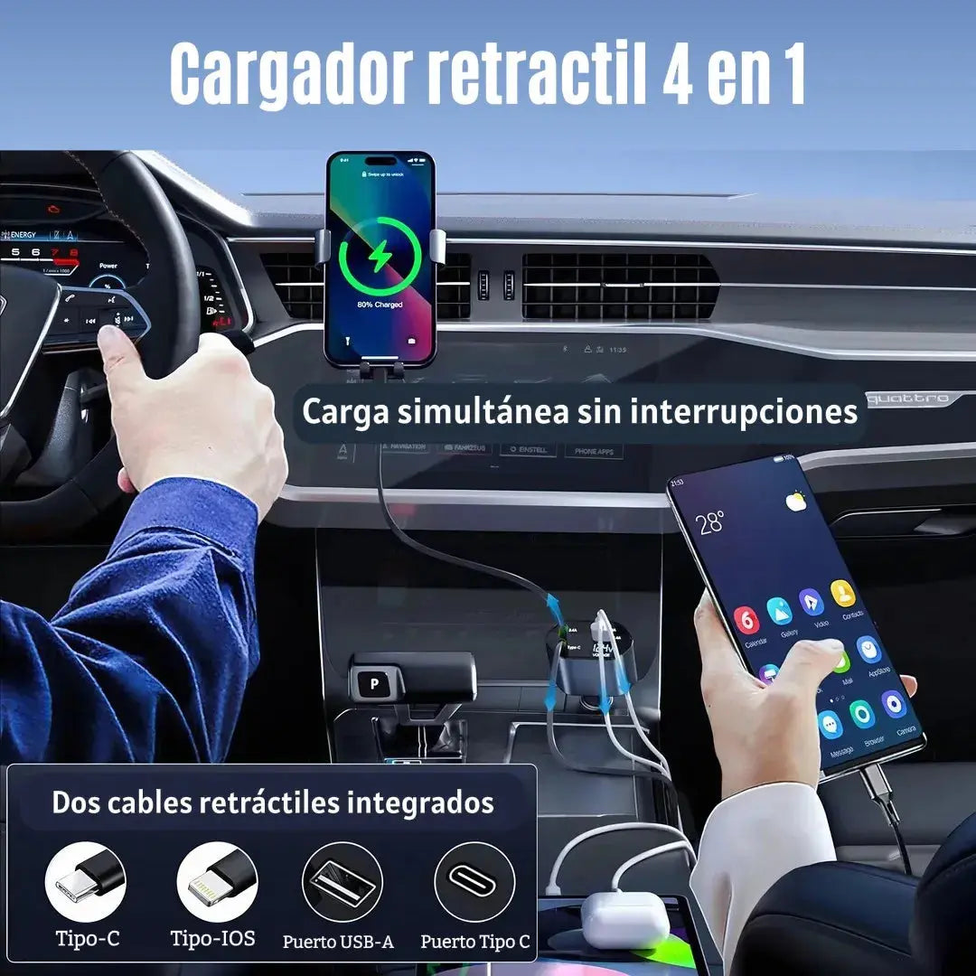 CARGADOR RETRÁCTIL 4 EN 1