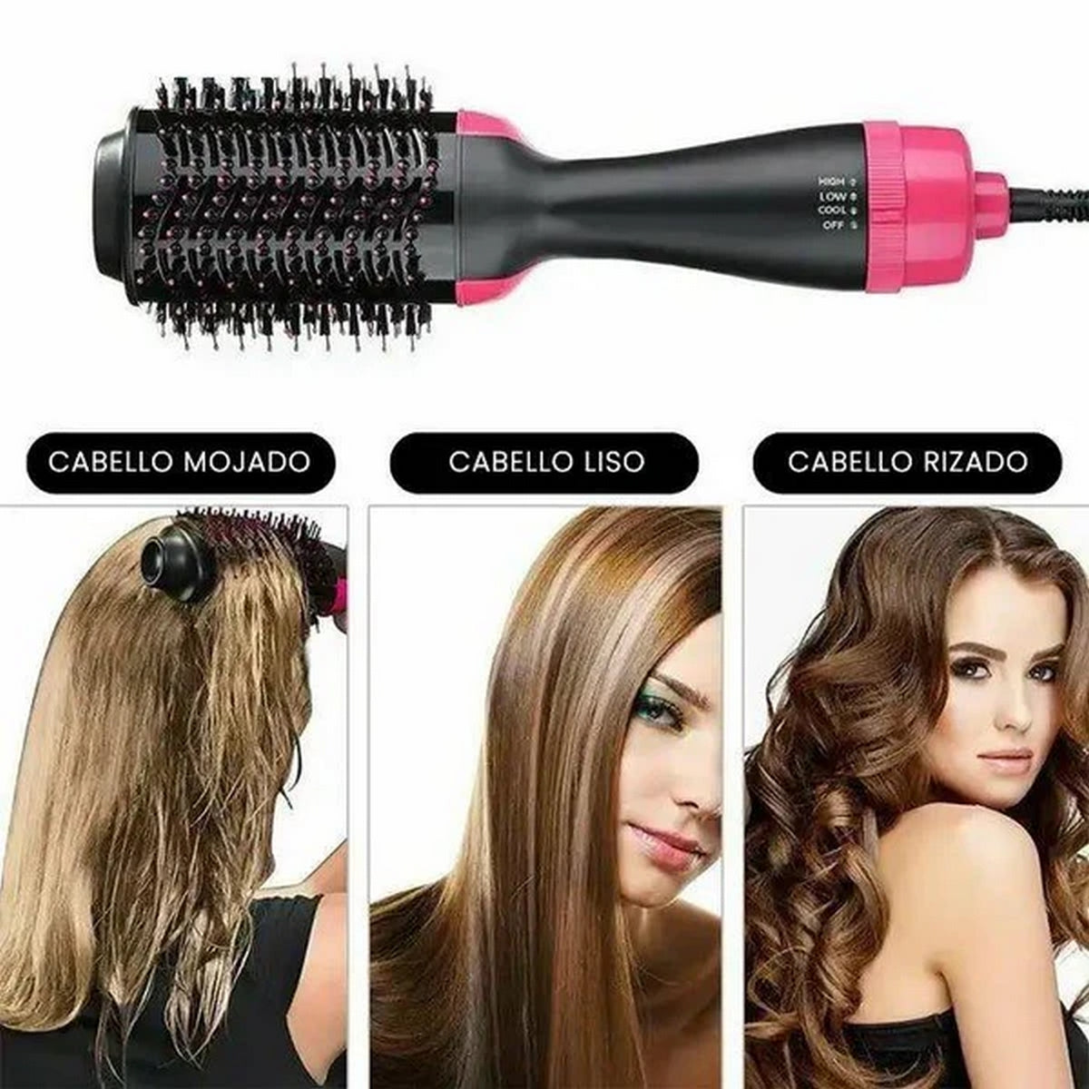Cepillo Secador Rizador 3 En 1 Electrico