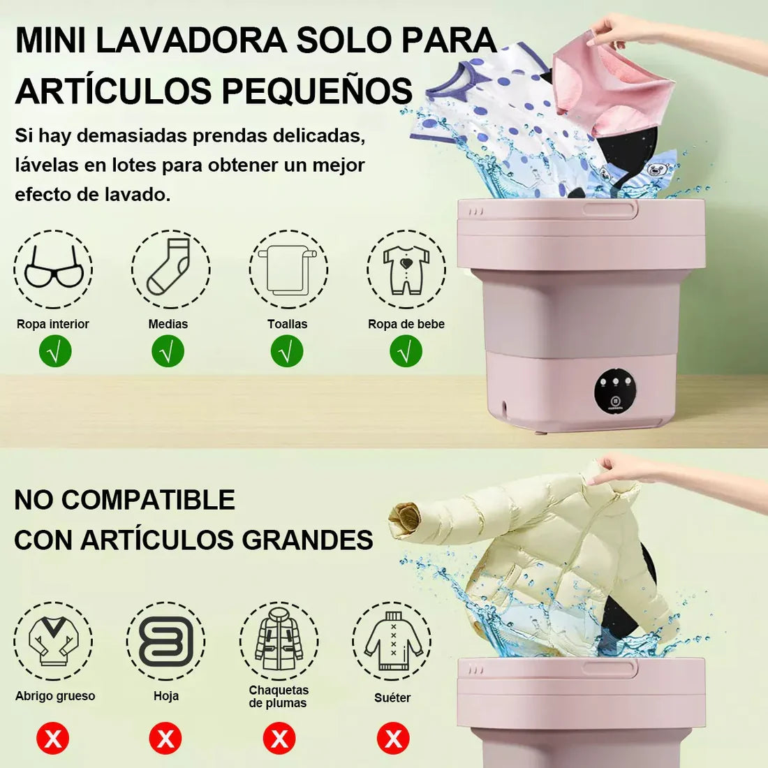 Mini Lavadora Portátil, Lavadora Plegable, Lavadora Compacta