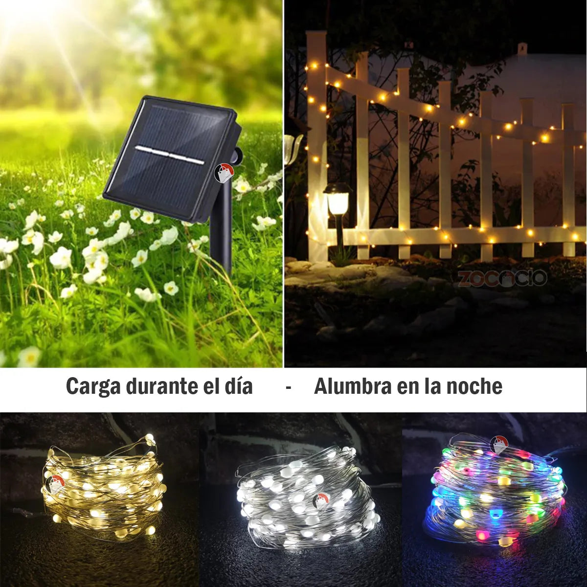 Guirnaldas luces LED solares para exteriores- 20m
