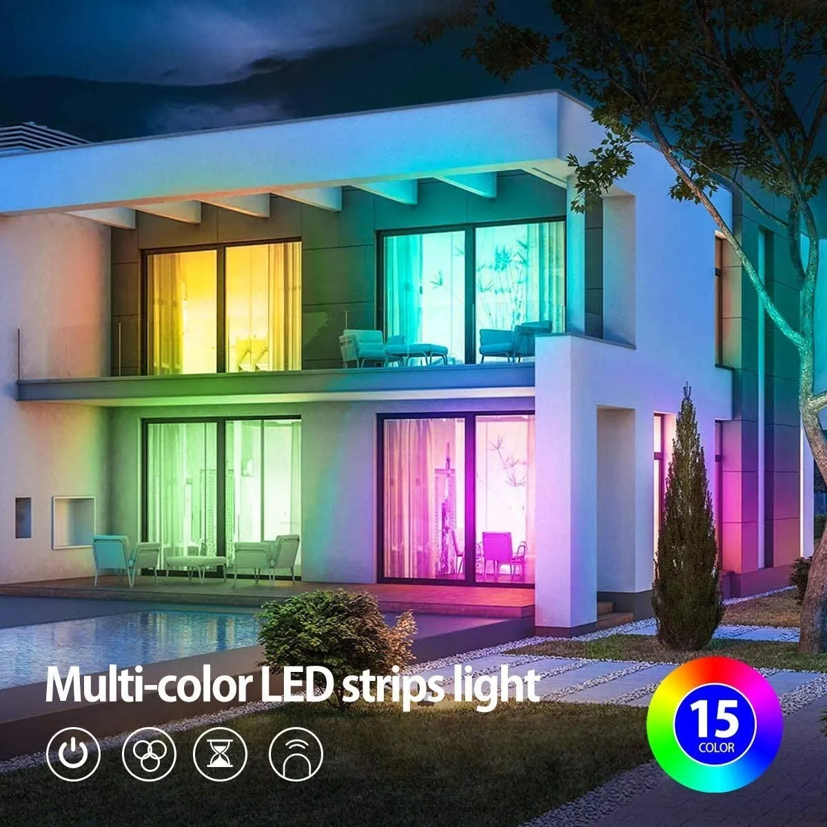 Cinta De Luz LED 20mts Bluetooth 5050 RGB + Control