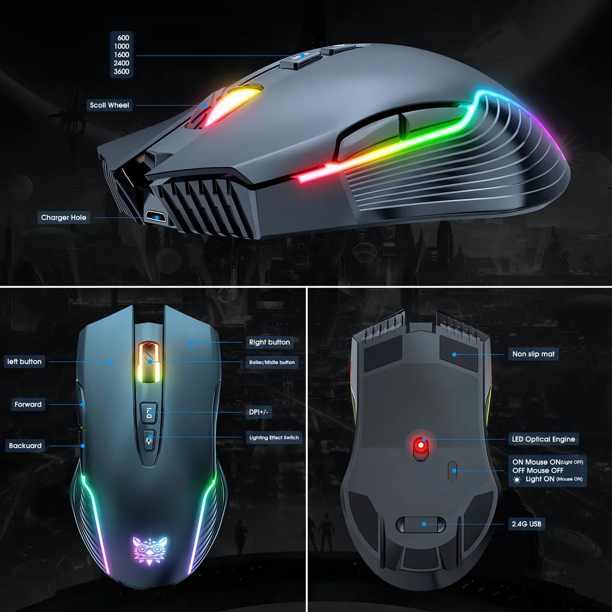 Mouse Alambrico Gamer Juego Onikuma 905