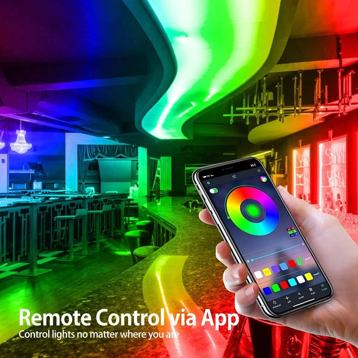 Cinta De Luz LED 20mts Bluetooth 5050 RGB + Control