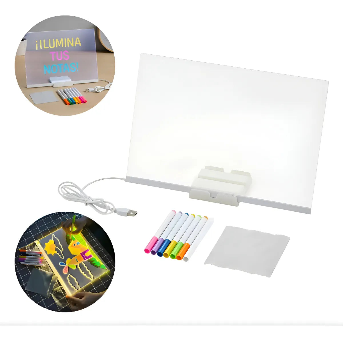 Tablero de mensajes LED acrílico recargable creativo