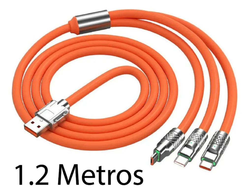 Cable Multiple 3 En 1 Carga Super Rápida Aleacion De Zinc