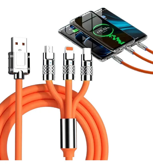 Cable Multiple 3 En 1 Carga Super Rápida Aleacion De Zinc