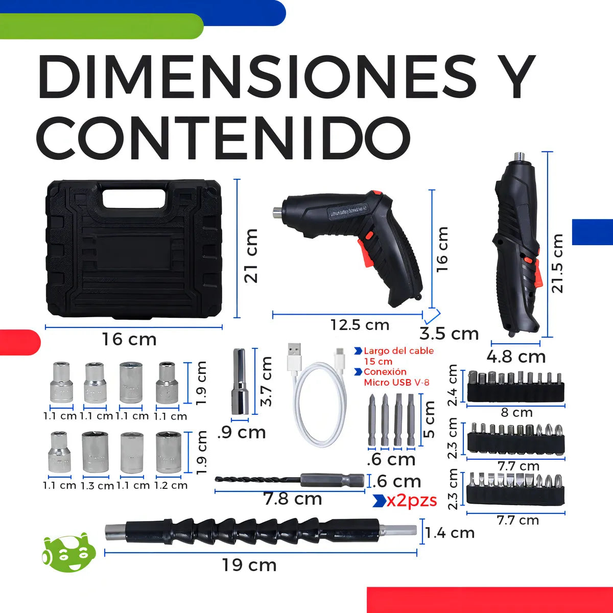 Kit De Destornillador electrico Inalambrico Eco
