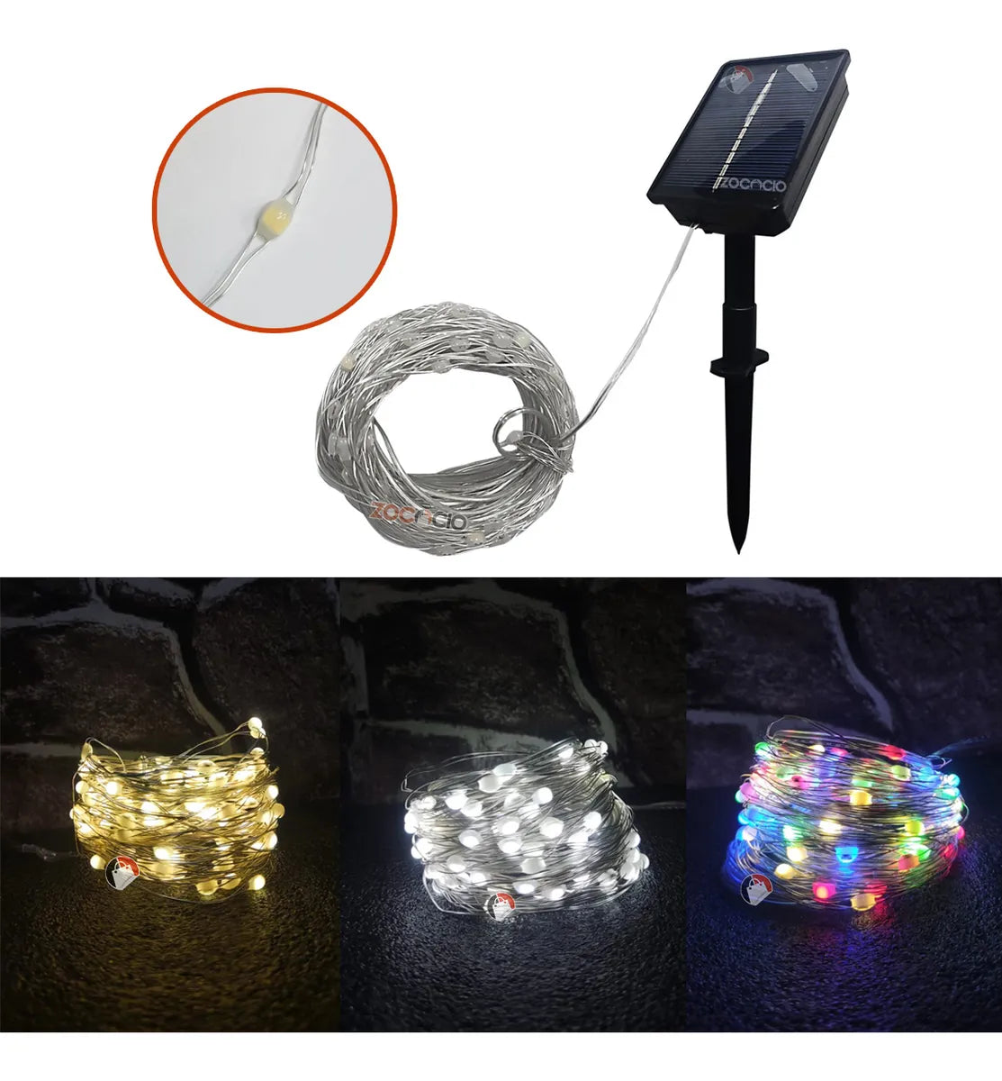 Guirnaldas luces LED solares para exteriores- 20m