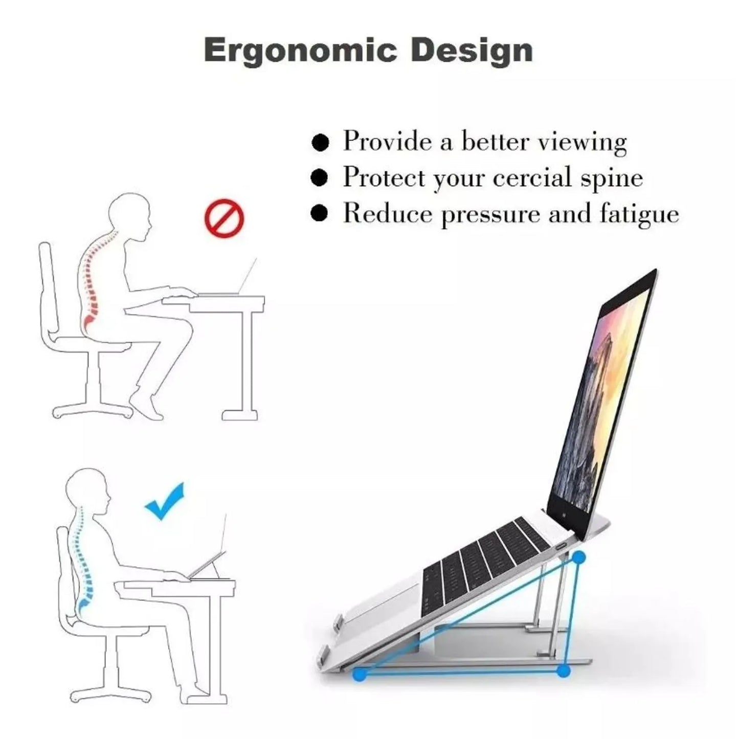 Base Soporte Para Portátil metálica Plegable Ergonómica